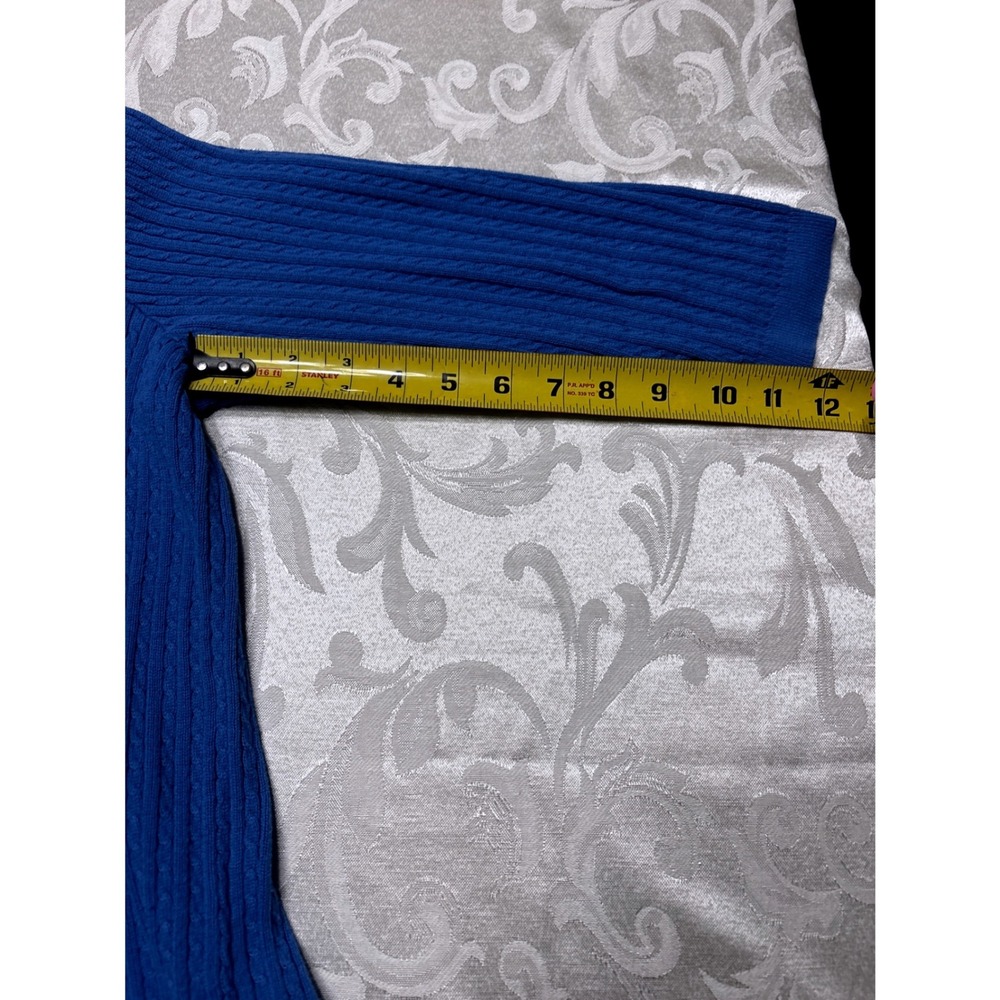 Lauren Ralph Lauren Blue Cable Knit V-Neck Cotton Sweater 1X Plus 3/4 Sleeve - Picture 3 of 5